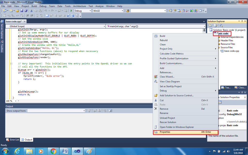 Visual Studio Include Library | OpenGL FreeGLUT and GLEW Download