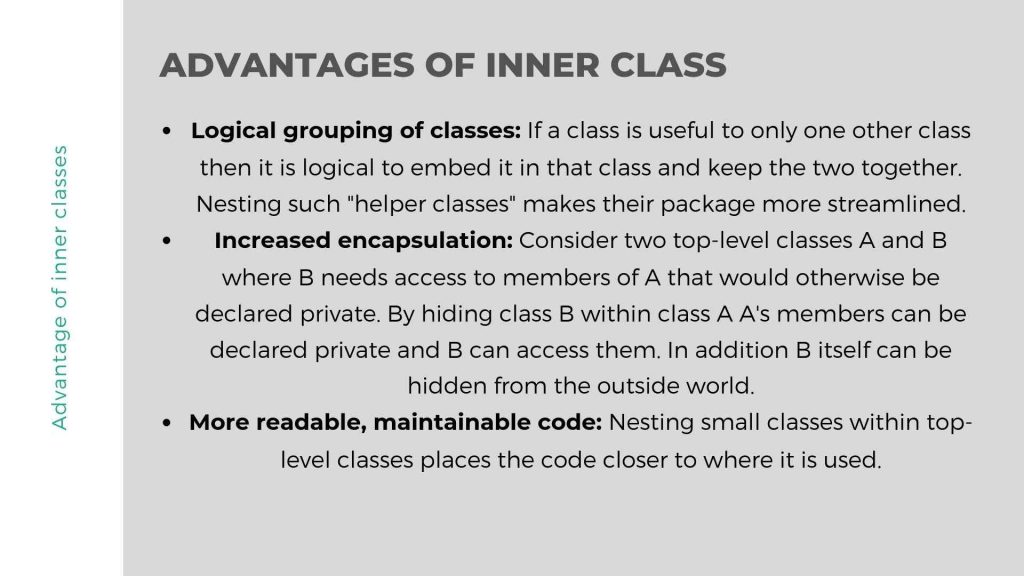Advantages of Inner class