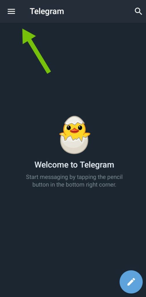 Telegram main menu page
